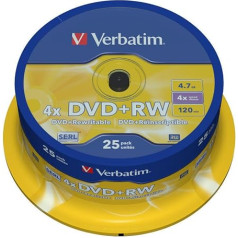 VERBATIM 43489 DVD RW Blank 4,7 GB (25 gab. iepakojumā)