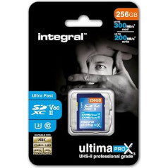 Integral 256GB UHS-II SD Card v60 Up to 300MB/s Read and 200MB/s Write Speed SDXC Professional High Speed Memory Card