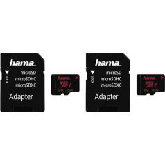 Карта памяти Hama UHS Speed Class 3 microSDXC 64GB с адаптером (в упаковке 2)