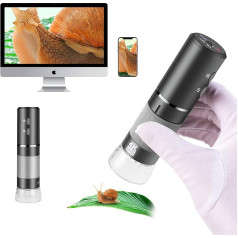 4K WiFi digitālā mikroskopa kamera iPhone Android tālrunim un Windows Mac datoram, 3840 x 2160P bezvadu rokas mikroskops, portatīvais mikroskops pieaugušajiem un bērniem, pelēks