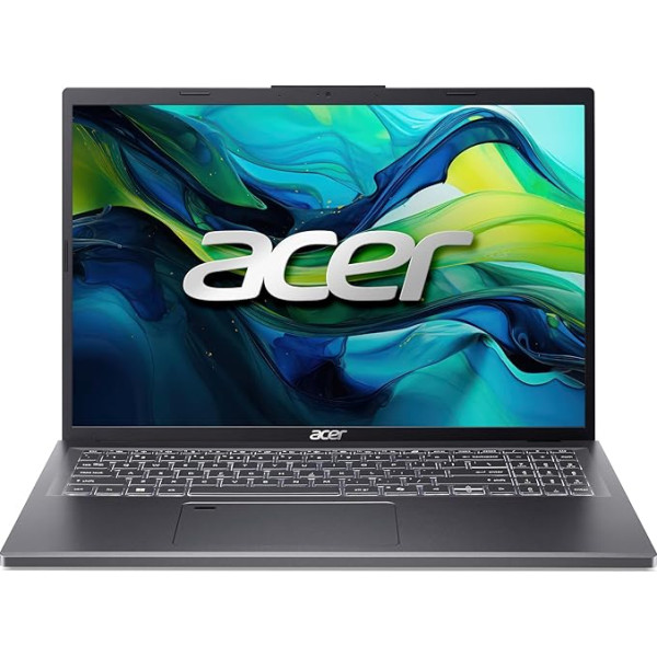 Acer Aspire 16 (A16-51GM-53Q3) klēpjdators, 16 collu WUXGA IPS displejs, Intel Core 5 120U, 16 GB RAM, 512 GB SSD, NVIDIA Geforce RTX 2050, Windows 11, QWERTZ tastatūra, pelēks