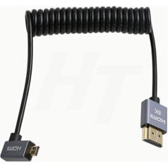 HangTon Micro HDMI 4K 8K 60Hz HDMI kabelis ar taisno leņķi Sony A7III A7RIV Canon R5 R6 GH4 S5 Z50 kamerai ATOMOS Ninja V Portkeys A D HDMI 2.1 tipa monitoram