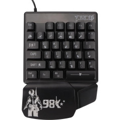 Annadue vienroku spēļu tastatūra, 35 taustiņi, viena LED, gaismojoša mehāniskā spēļu tastatūra, profesionāla spēļu tastatūra ar ergonomisku plaukstas balstu spēlētājiem