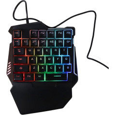 Bewinner vienroku spēļu tastatūra, krāsains fona apgaismojums, profesionāla spēļu tastatūra, 35 taustiņi, klusie taustiņi, USB interfeiss, ergonomiska RGB spēļu tastatūra datoram