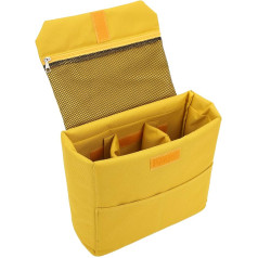 Camera Insert Bag Nylon Sponge Waterproof Shockproof Portable Padded SLR Camera Lens Pouch with Separator Pen Lens Accessories, yellow, protective-modern