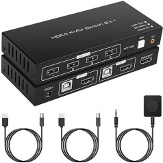 8K60Hz KVM Switch HDMI 2 Port 4K120Hz KVM Switches for 2 Computers 1 Monitor Share Keyboard Mouse Printer Support Wire Desktop Controller Includes 2 USB 2.0 Cables