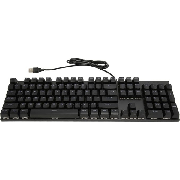 104 taustiņi, pilna izmēra, vadu, USB, mehāniskā tastatūra, PC tastatūra, spēļu ar ciparu tastatūru, 18 RGB fona apgaismojums, sarkans slēdzis portatīvajam datoram (melna)