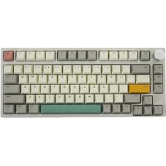 GK GAMAKAY TK75 SE 75% Mehāniskā spēļu tastatūra ar taustiņiem, Bluetooth/2.4GHz/Wired RGB PBT taustiņu vāciņi, 81 taustiņš, spēļu tastatūra ar blīvējumu (White-Outemu Yellow Switch)