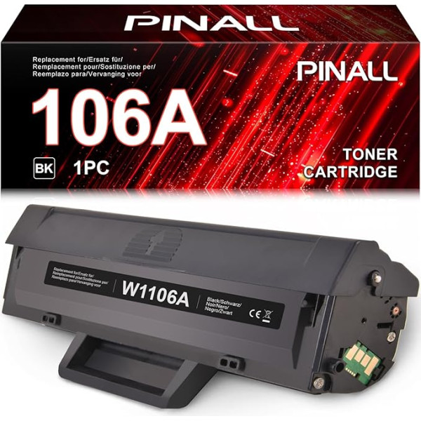 PINALL 106A toneris, kas saderīgs ar HP 106A toneri W1106A melns lāzera 107w MFP 135wg 137fwg 135w 137fnw 135a 107a 107a 107r 135r printeru kasetnei (melns, 1 iepakojums)