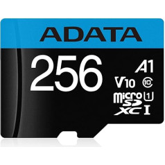 ADATA 256 GB Premier Micro SDXC karte ar SD adapteri, UHS-I klases 10 ar A1 App Performance