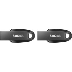 SanDisk Ultra Curve 3.2 zibatmiņas diskdzinis 64 GB (līdz 100 MB/s lasīšanas ātrums, RescuePRO Deluxe programmatūra, atslēgu piekariņš), melns (2 gab.)