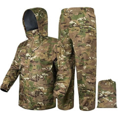 LOOGU Camo Rain Suit - Lietus apģērbs vīriešiem Ūdensizturīgs viegls lietus mētelis elpojošs vīriešu lietus jakas ar kapuci