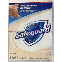 Safeguard Antibakteriālās dezodorantu ziepes, 4 unces stieņi, 8 gabali (4 gab.)