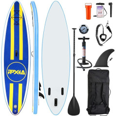 PPXIA SUP dēlis, piepūšamais airu dēlis, 320 cm x 82 x 15 cm, maksimālā slodze 200 kg, ar komplektējošiem piederumiem, piepūšamais airu dēlis, bērniem un pieaugušajiem