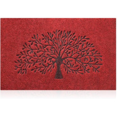 AOAOPQ Welcome Mat Āra ieejas paklājiņi priekšējām durvīm Gumijas pamatne Dzīvības koks Durvju paklājs iekštelpu paklājs Polistirola neslīdošs dabiskais paklājs Red