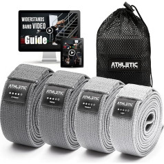 ATHLETIC AESTHETICS Premium pretestības joslas / pretestības joslas ar audumu [kā fitnesa joslu un fitnesa joslu komplekts + soma un video kurss] Fitnesa josla, piemēram, kā Pull-Up atbalsts vīriešiem un sievietēm