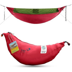 Parachute Hammock Pro - Bordeaux Red | 325 x 170 cm lauko hamakas su integruotu tinkleliu nuo uodų, karabinais ir gembėmis greitam surinkimui | Originalus bilietas į Mėnulį nuo 1996 m.