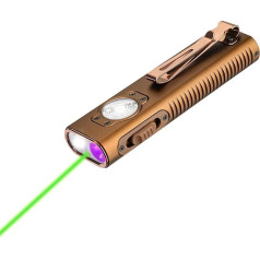 TrustFire Mini X3 uzlādējams EDC lukturītis ar baltu gaismu, prožektoru, UV un zaļo staru, 1050 lūmena LED lukturis, uzlādējams, 4 gaismas avoti, portatīvie plakanie lukturi (zelta)