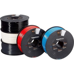 Amazon Basics ABS 3D printera filaments, 1,75 mm, 1 kg vienā spolē, 5 spoles, 5 daudzkrāsains