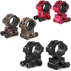 WestHunter Optics Augstuma regulējami Picatinny 25.4mm 30mm precīzi CNC riņķi uz piekabes optikas uzgaļa uzgaļa stiprināšanai | 6 krāsas