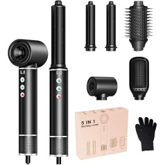 Airstyler Hairstyler 5 in 1, matu veidotājs ar 110 000 RPM fēnu, 20 m/s gaisa plūsmas pūšamo fēnu birste, 320 miljonu Lonic matu veidotāju komplekts, lokšķēres, iztaisnošanas birste, 340 g viegla un klusa matu kopšanas ierīce