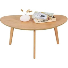 PHOENANCEE Ovāls kafijas galdiņš, mazs viesistabas galdiņš, masīvkoka ozolkoka kājas, viesistabas centrālais galds, 85 cm (dabīgs koks)