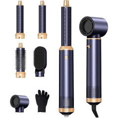 Frizūra 5 in 1, 30mm Air Curling, Abnehmbar, 1000W Warmluftbürste, 3 Temperatur und Windgeschwindigkeit, Rundbürstenföhn zum Trocknen, Locken und Straighthen der Haare-Blau