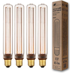 greenandco 4x Dimmable Vintage Design LED spuldze garastāvokļa apgaismojumam E27 T30 caurspīdīga 2,3 W 65 lm 1800 K īpaši silti balta 320° 230 V Edisona spuldze bez mirgošanas