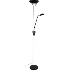 Reality Leuchten Spock R42292132 LED stāvlampa Metāla melns matēts stikls Balts prožektors 19 vatu LED lasīšanas roka 5 vatu LED dimmeris