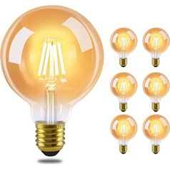 GBLY Pack of 6 LED spuldzes E27 Vintage Lamp - G95 Warm White Filament Light Bulb 2700K 4W Edisona retro spuldze Warm White Bulb Glass Antique Energy Saving Lamp for Home Hotel Café Bar