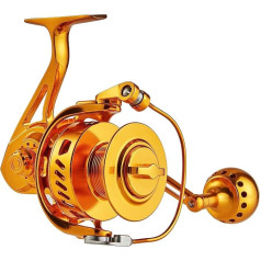 Saltwater Spinning Makšķerēšanas spole CNC Machined Pilna metāla izmērs 5000 vai 6000 Pull Force 20kg vai 30kg Big Game Boat Makšķerēšana 12 Nerūsējošā tērauda lodīšu gultņi Skrūvju rokturis