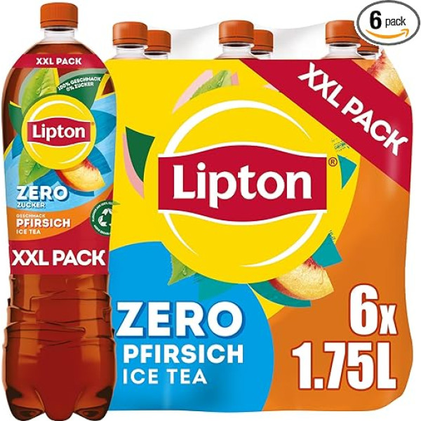 LIPTON ICE TEA Zero Peach - saldinātā tēja bez cukura ar persiku garšu, vienreizlietojama (6 x 1,75 l)