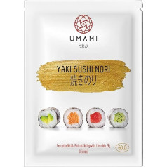 Umami Nori aļģes GOLD Quality 10 lapas (28g) - ražotas no kontrolētās jūras aļģēm, grauzdētas zemā temperatūrā, kraukšķīgas un aromātiskas