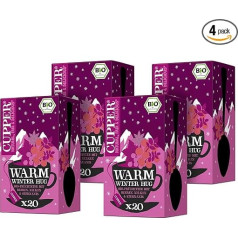 Cupper organiskā augļu tēja Warm Winter Hug 4-Pack 80 nebalināti tējas maisiņi videi draudzīga godīga tirdzniecība