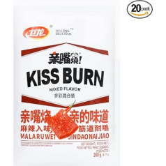 Weilong Kiss-Burn jaukta garša glutēna uzkodas, ķīniešu uzkodas, sojas pupiņas, vege, tofu uzkodas, 260 ml, 20 gab. iepakojumā