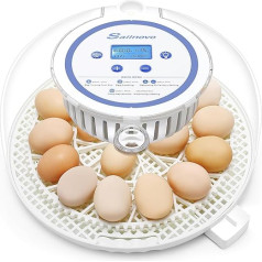 Sailnovo Incubator Fully Automatic 18 Eggs - Display ℉, Hatching Days, Humidity Level, Automatic Turn & Stop, Egg Candle - 360° View Poultry Incubator for Hatching (Blue)