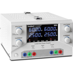 PeakTech 6190 Laboratorijas barošanas avots 2 x 0-60 V / 0-2,5 A līdzstrāvas SELV lineārais barošanas avots ar izolējošo transformatoru Dubultais laboratorijas barošanas avots
