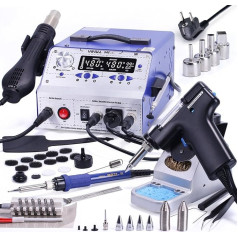 YIHUA 948-II Soldering Station, Hot Air Station, Desoldering Station, Suction Pin, 4-in-1 with 60 W Soldering Iron, Desoldering Gun, Hot Air Gun, with 30 Accessories (EU Plug)