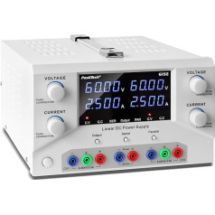 PeakTech 6192 - Laboratorijas barošanas avots 2 x 0-60 V / 0 - 2,5 A DC SELV lineārais barošanas avots ar izolācijas transformatoru, laboratorijas barošanas avots ar USB un programmatūru