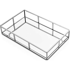 Spoguļa paplātes, rotaslietas paplātes, smaržu organizators (30x19x5cm) Grima uzglabāšanas rotaslietu turētājs Dekoratīvs paplātes vannas istabas letes vannas istabai (sudraba krāsā)