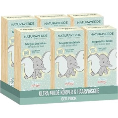 Naturaverde Baby Organic Disney ķermeņa un matu tīrīšanas līdzeklis, īpaši maigs, 6 x 200 ml