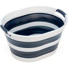 SAMMART Plastmasas saliekamais veļas grozs 23L, ovāla vanna/šķirots - salokāmi uzglabāšanas trauki / organizators - pārnēsājams veļas grozs - vietas taupīšanas veļas grozs (1, pelēks/pelēks)