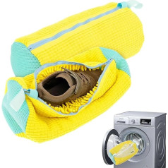 Set of 2 Shoe Bags, Washing Machine, Shoe Wash Bag, Mesh Shoes, Laundry Bag, Sneaker with Zip, Shoes Laundry Bag for Washing Machine and Dryer (39 x 19 cm, Yellow)