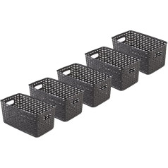 Kigima Mājsaimniecības grozs rotangpalmas stila taisnstūra formas ar rokturi 5 gab. 5 L 28,7 x 15,8 x 13,1 cm