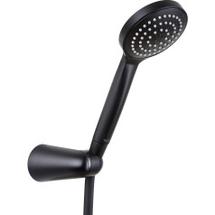 Tatay 1,5 m melns ABS plastmasas dušas kronšteina komplekts ar vairākpozīciju kronšteinu + melna PVC šļūtene