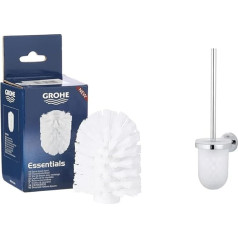 GROHE Essentials piederumu rezerves birstes galviņa, balta, 40791001 & Essentials - tualetes birstes komplekts (pie sienas, viegli tīrāms, izturīgs), apaļš, hroms, 40374001