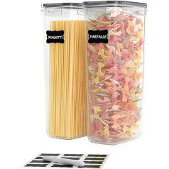 Anlayliay Luftdichte, hohe Lebensmittelaufbewahrungsbehälter-Set, Aufbewahrungsbox, 2 Stück, 2,8 l, Spaghetti-Behälter für Speisekammer, Organisation und Aufbewahrung