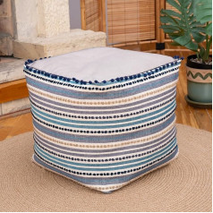 Dekorist Этнический пуф, Bean Bag Pouffe Home Decor Extra Seating Floor Cushion, Удобные индийские подставки для ног для гостиной, спальни, крытого помещения, улицы, 42x42x