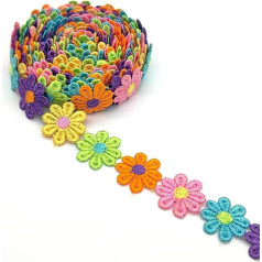 XCSJ 5 jards 25 mm ziedu mežģīņu lentes Lace Trim Izšūšanas dekoratīvās lentes robežas lentes Ziedu lentes Margrietiņa dekoratīvā lente Lace Trim kāzu apdare apdare amatniecības šūšanas apdare