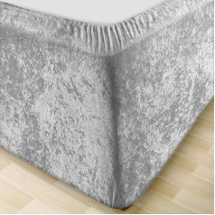 MK Home Textile Crushed Velvet Divan gultas rāmis - sudrabaini pelēks, dziļi iebūvēts gultas rāmja pārvalks, elastīgs svārks, viegli pieguļošs - vienvietīgs, divvietīgs, karalis, super karalis (sudrabaini pelēks, super karalis)